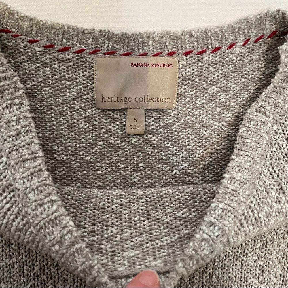 Banana Republic Heritage Collection 100% cotton gray pullover sweater Small - Picture 5 of 10